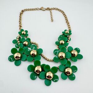 Vintage Green Flower Layer Necklace Charming Charlie Retro Floral St Patricks